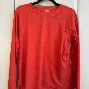 REI Orange Red Performance Long Sleeve Top
